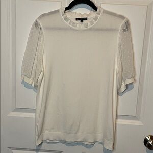 Adrianna Papell Ivory Ruffle Knit Top in Cream Women’s Large